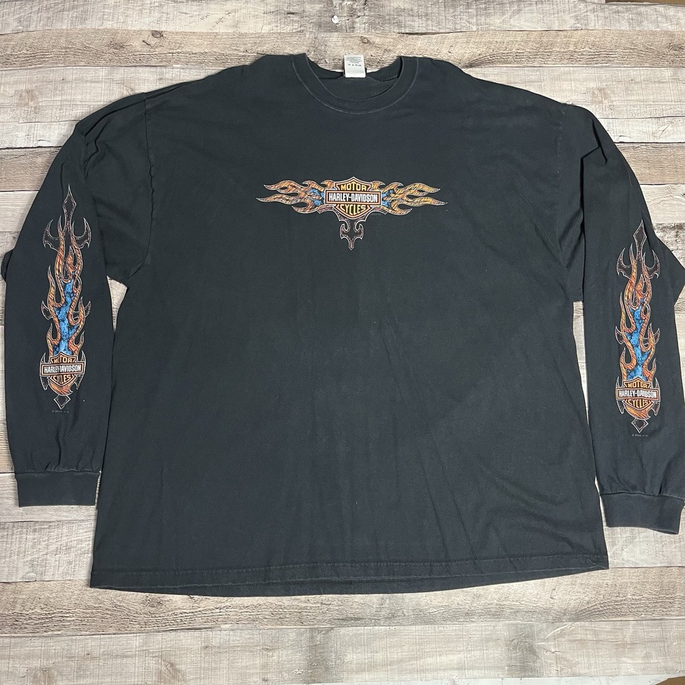 Harley Davidson Shirt Size 4XL Black Long Sleeve 2008 Smoky Mountains Biker Tee